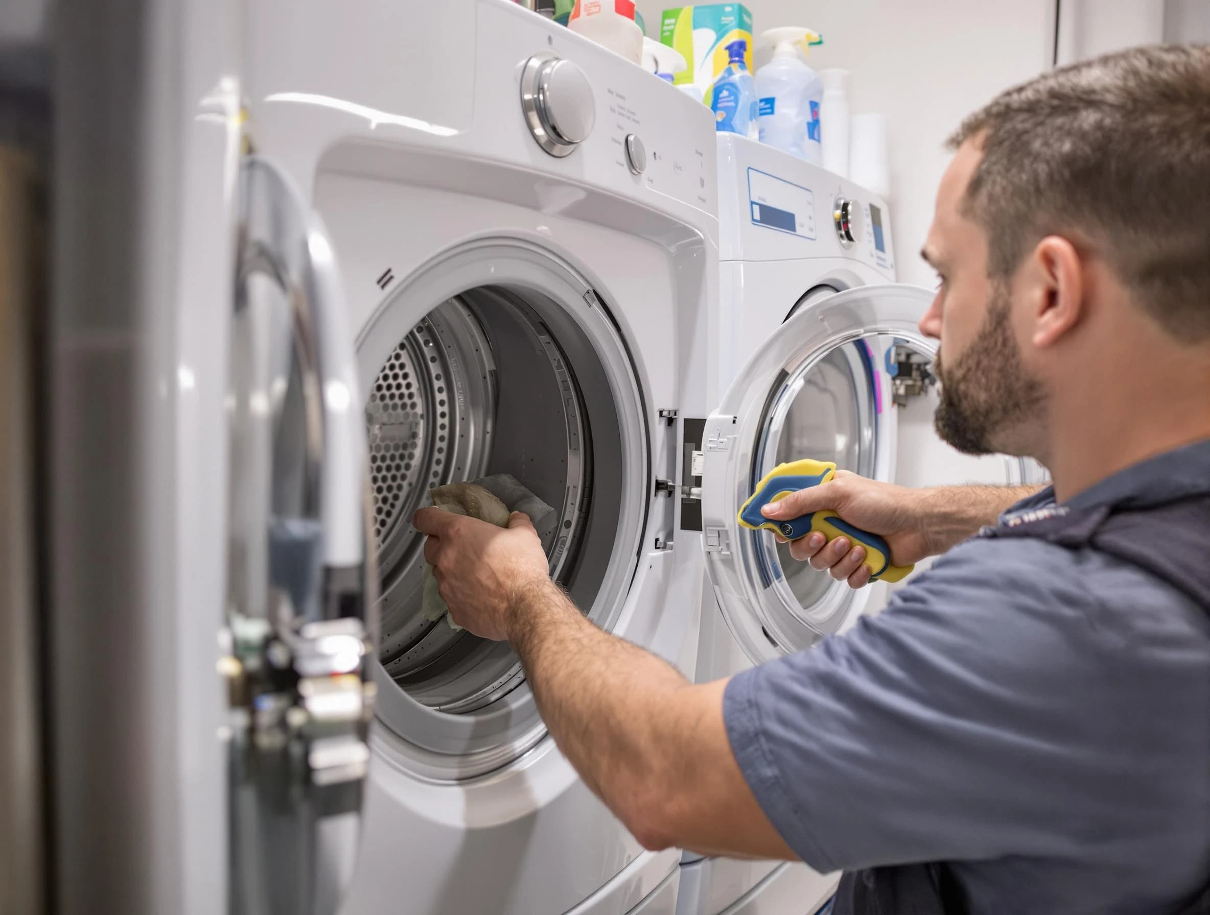 Shackle Island Dryer Vent Cleaning specialist removing lint buildup from a dryer lint trap system in Shackle Island