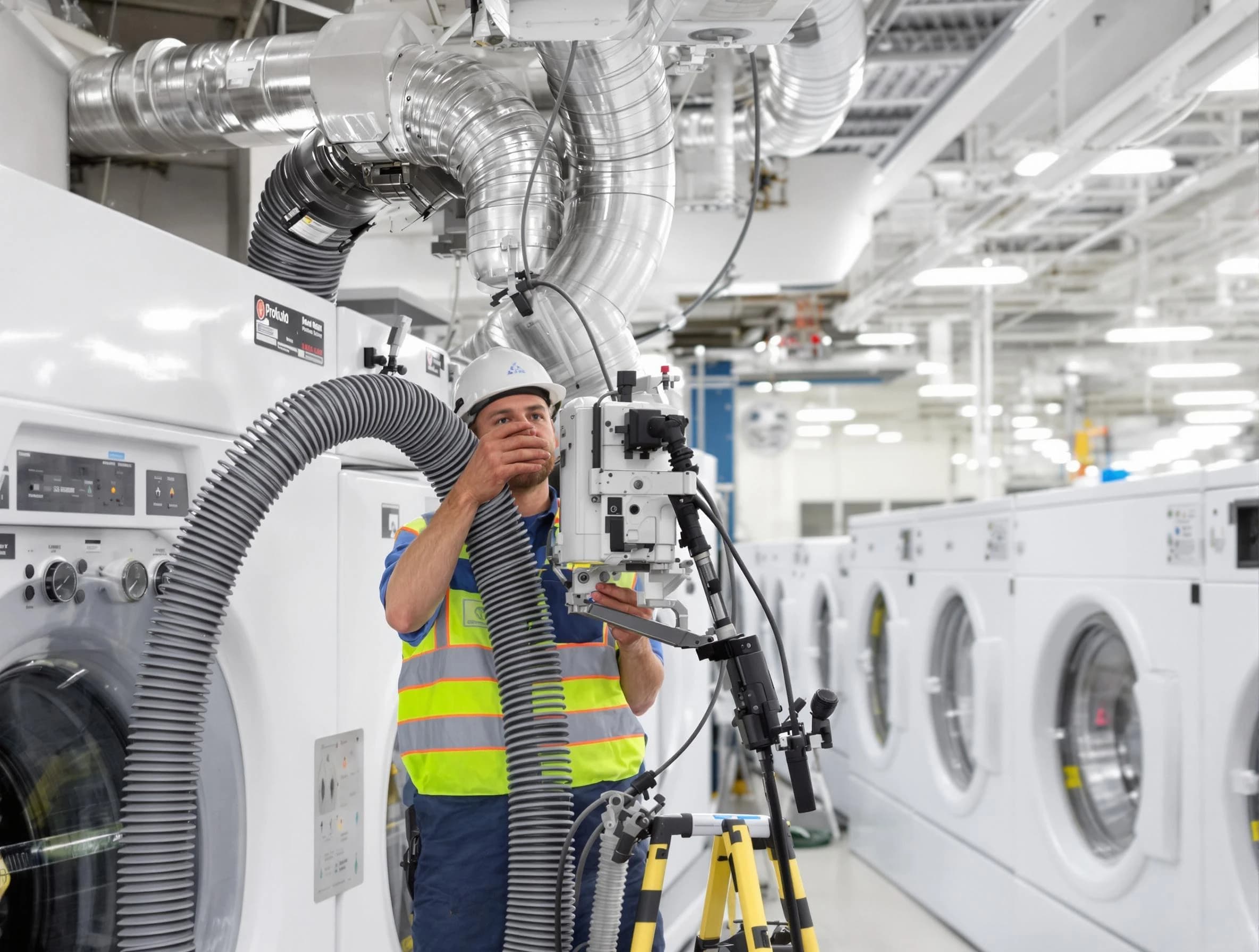 Shackle Island Dryer Vent Cleaning team performing commercial-grade dryer vent cleaning at a business facility in Shackle Island