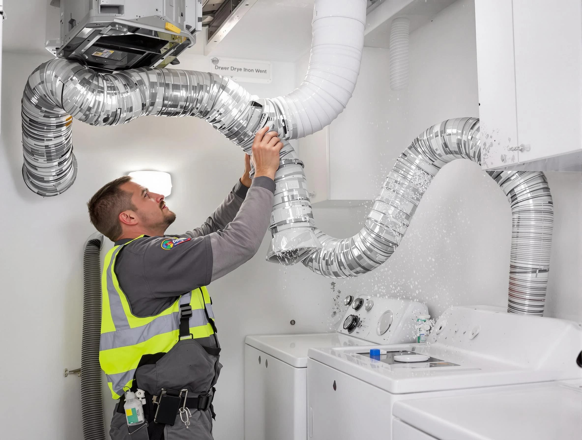 Shackle Island Dryer Vent Cleaning technician performing detailed dryer exhaust vent cleaning at a home in Shackle Island