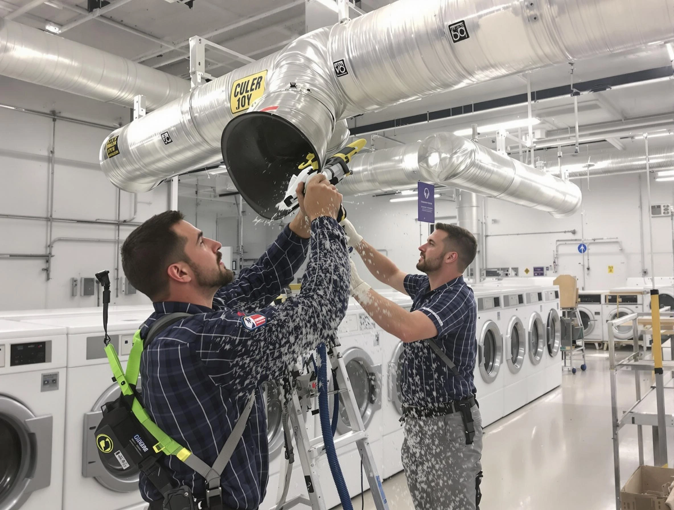 Shackle Island Dryer Vent Cleaning team performing large-scale commercial dryer vent cleaning in Shackle Island